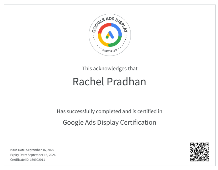 Rachel Pradhan - Google Display Ads - Sept 15 2025